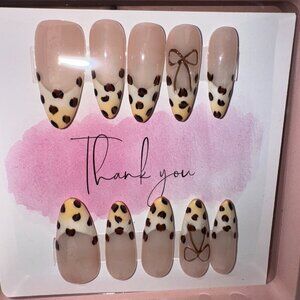 Leopard Print Press-On or Glue-On Nails Size M